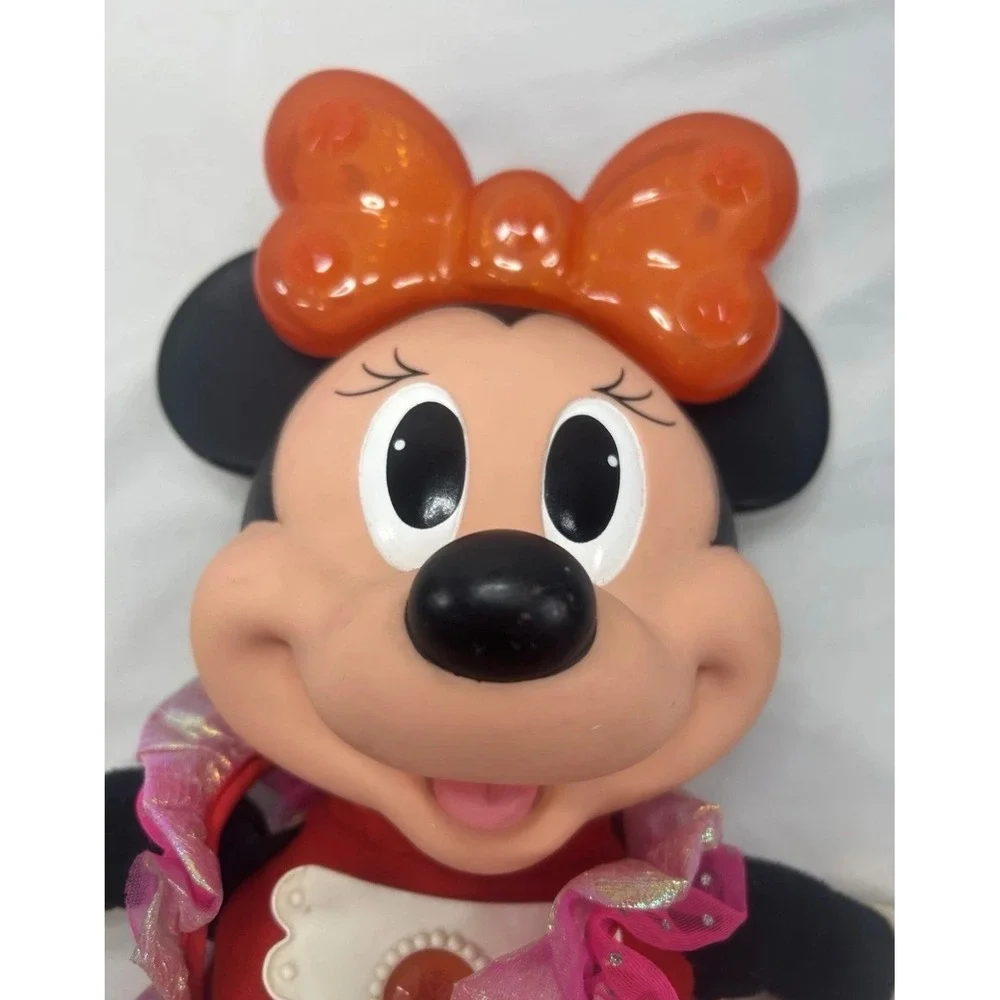 Disney Minnie Mouse Plush Doll Hard Plastic Head Red Pink Sparkle Outfit 12